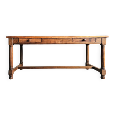Table de salle à manger / bureau en chêne massif français / années 1900