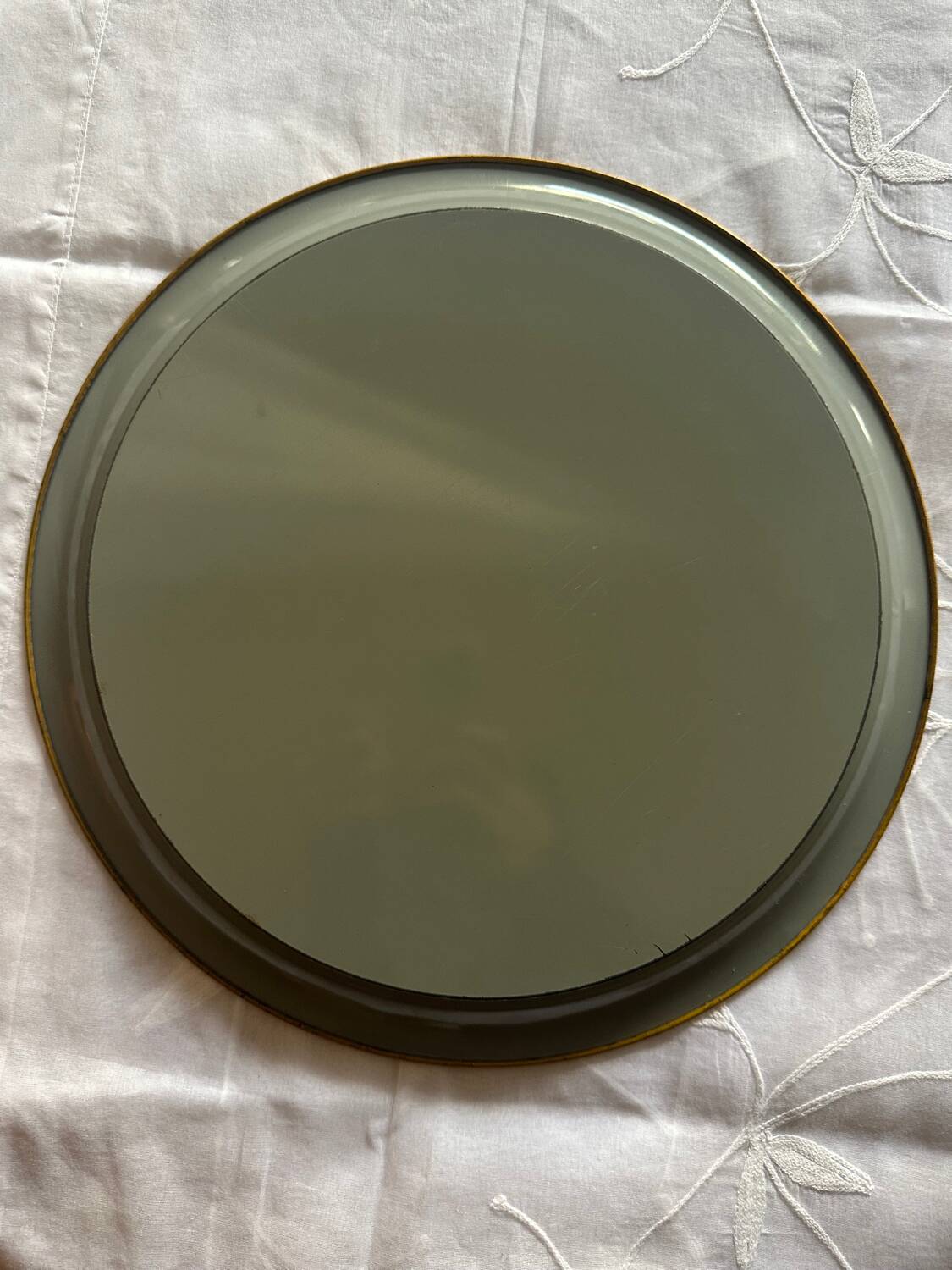 Round Vintage 1950s Tin Plate painted in the Style of Jean