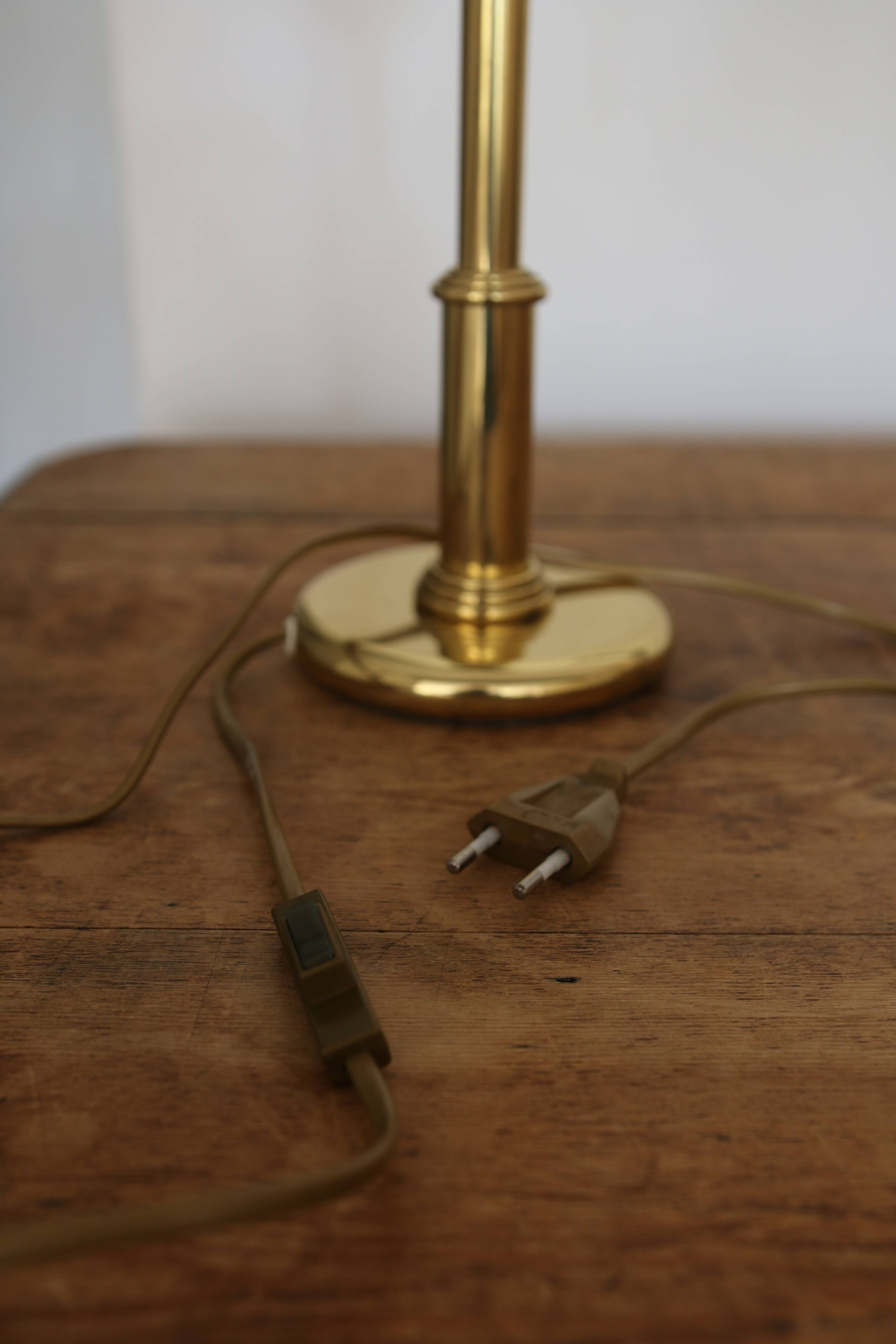 Vintage opaline brass table lamp