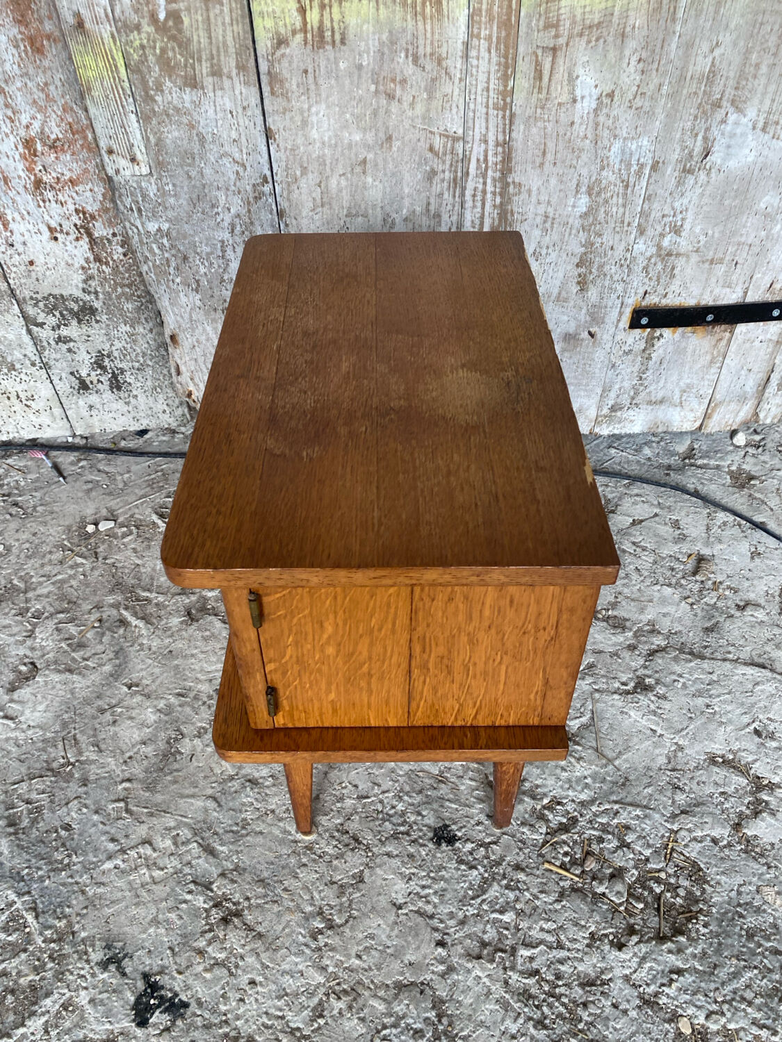 Chevet Table Nuit Bois Case avec Porte Années 60 Vintage #D506