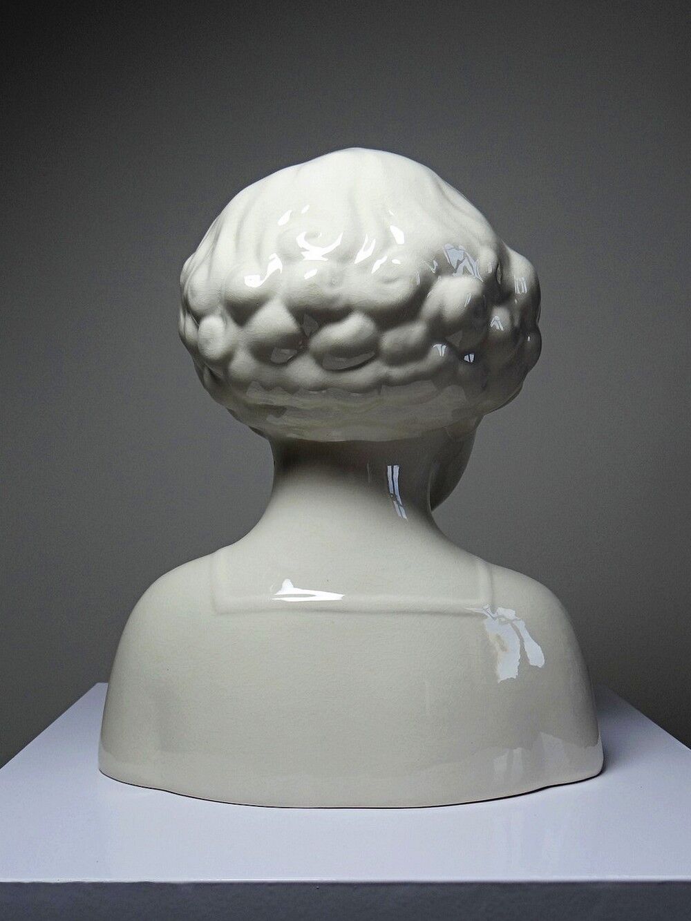 Very rare large faience bust from Sarreguemines, antique Art Deco.