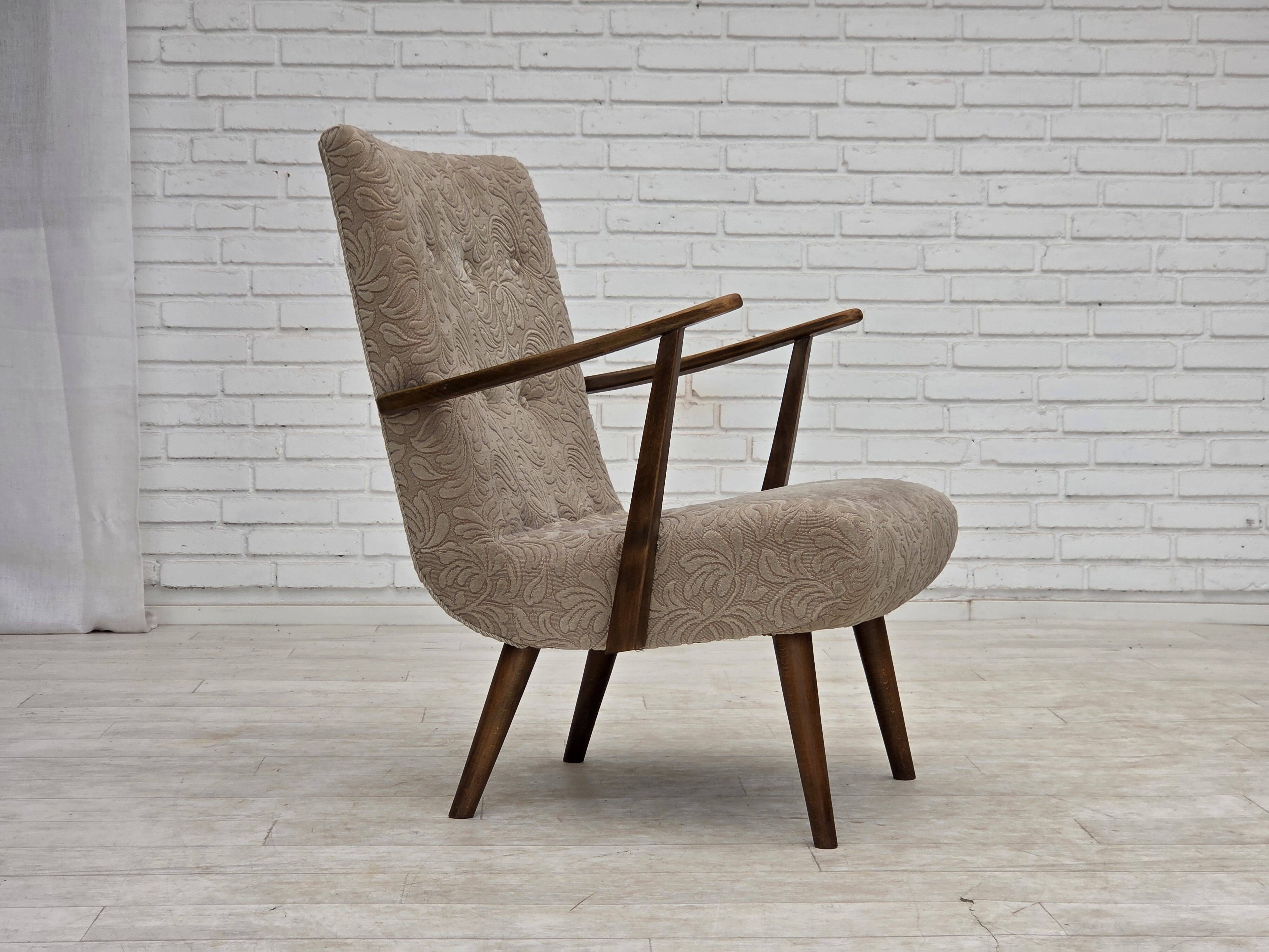 1960s, Danish armchair, furniture wool, beech wood.