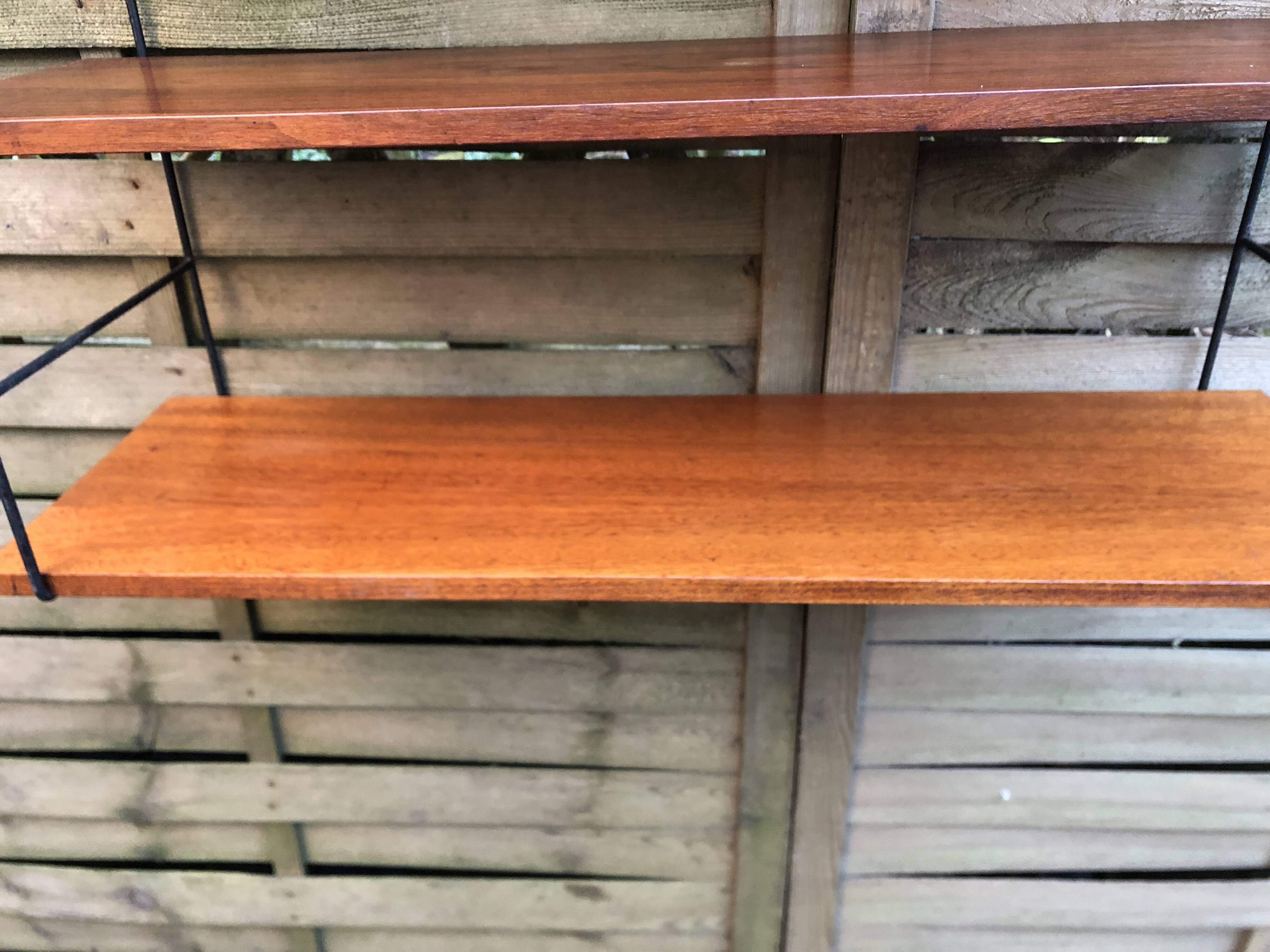 String shelf wood and metal 60s Sweden
