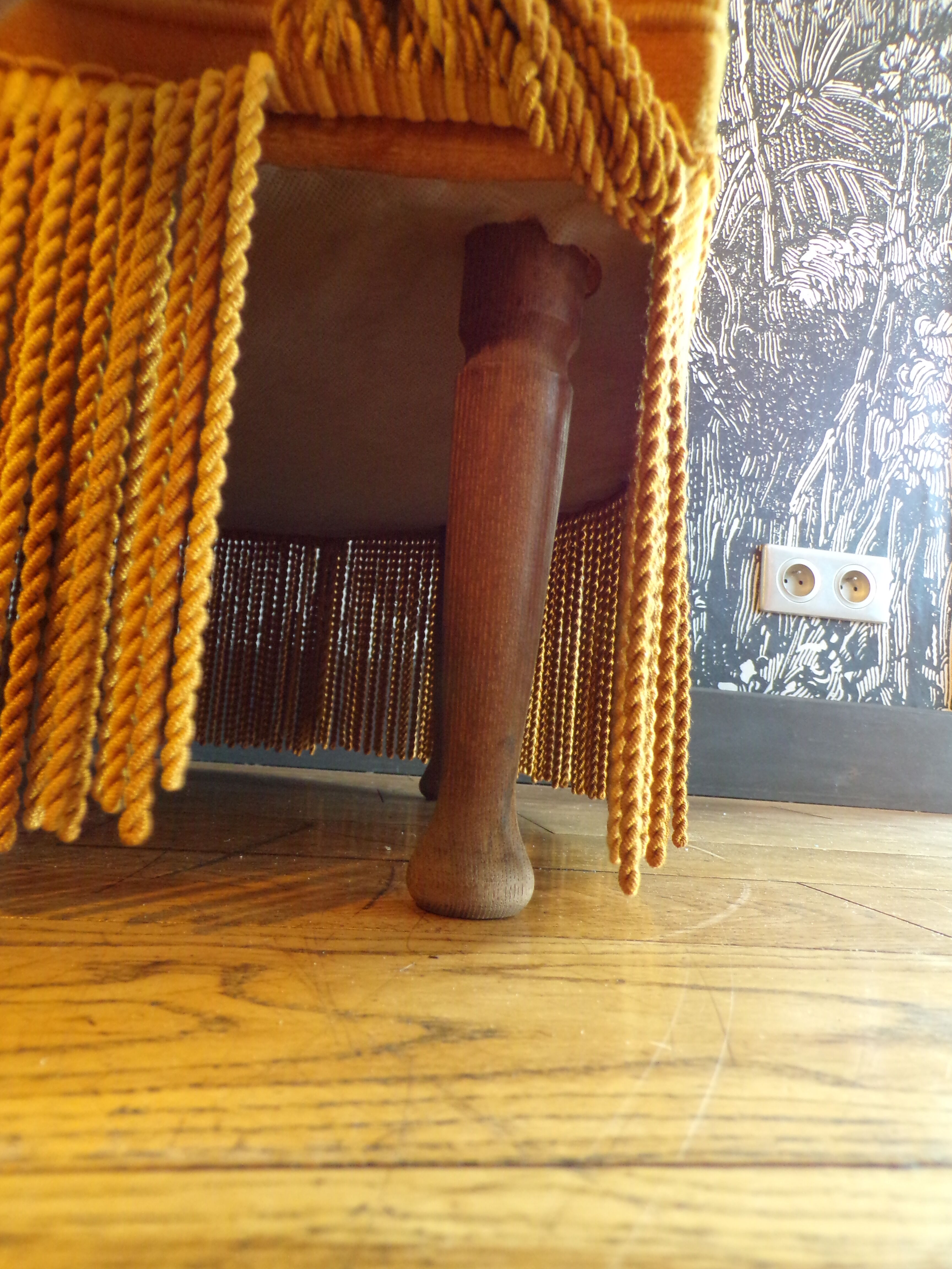Pair of mustard velvet toad armchairs