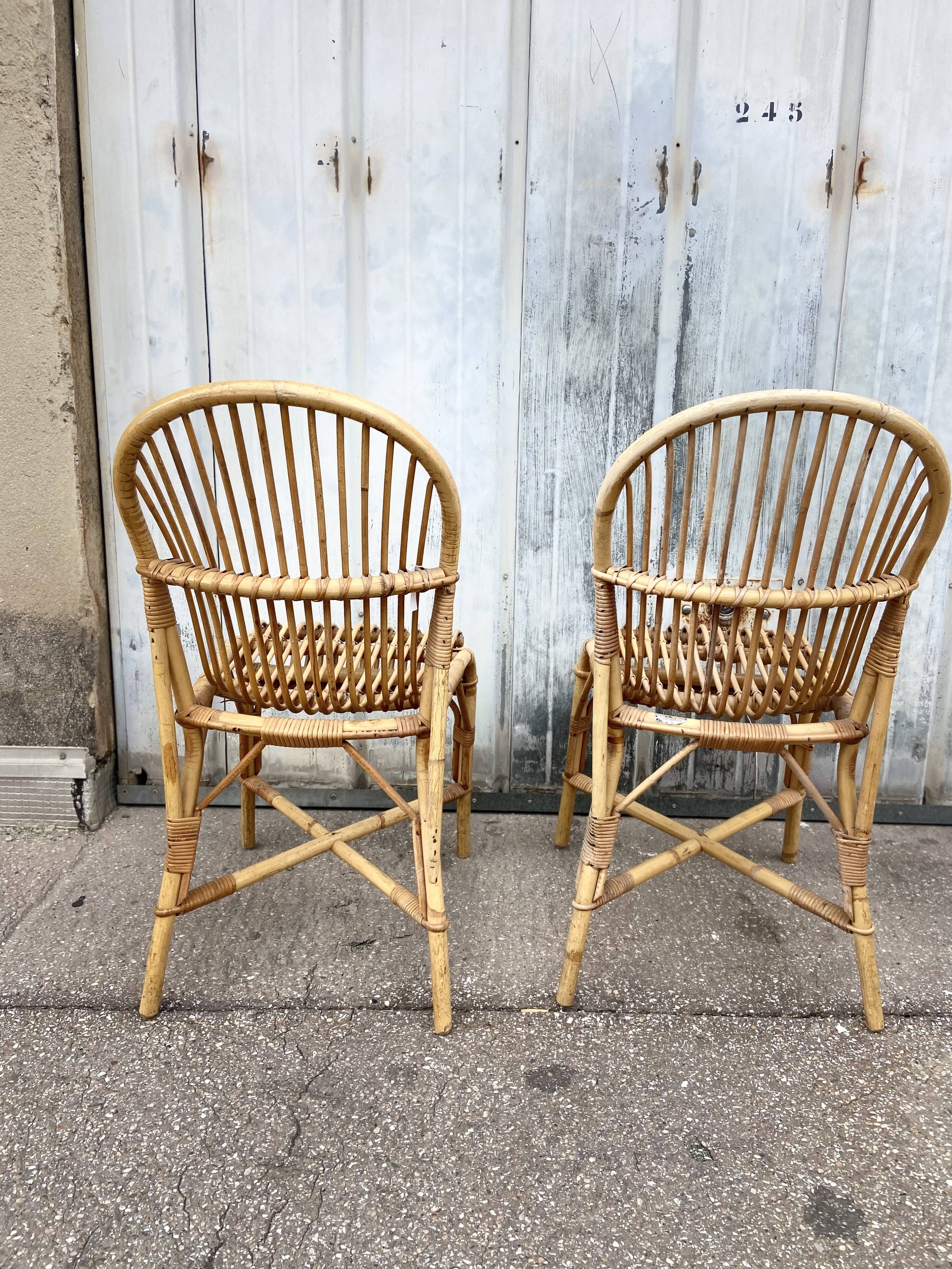 Pair of vintage rattan chairs
