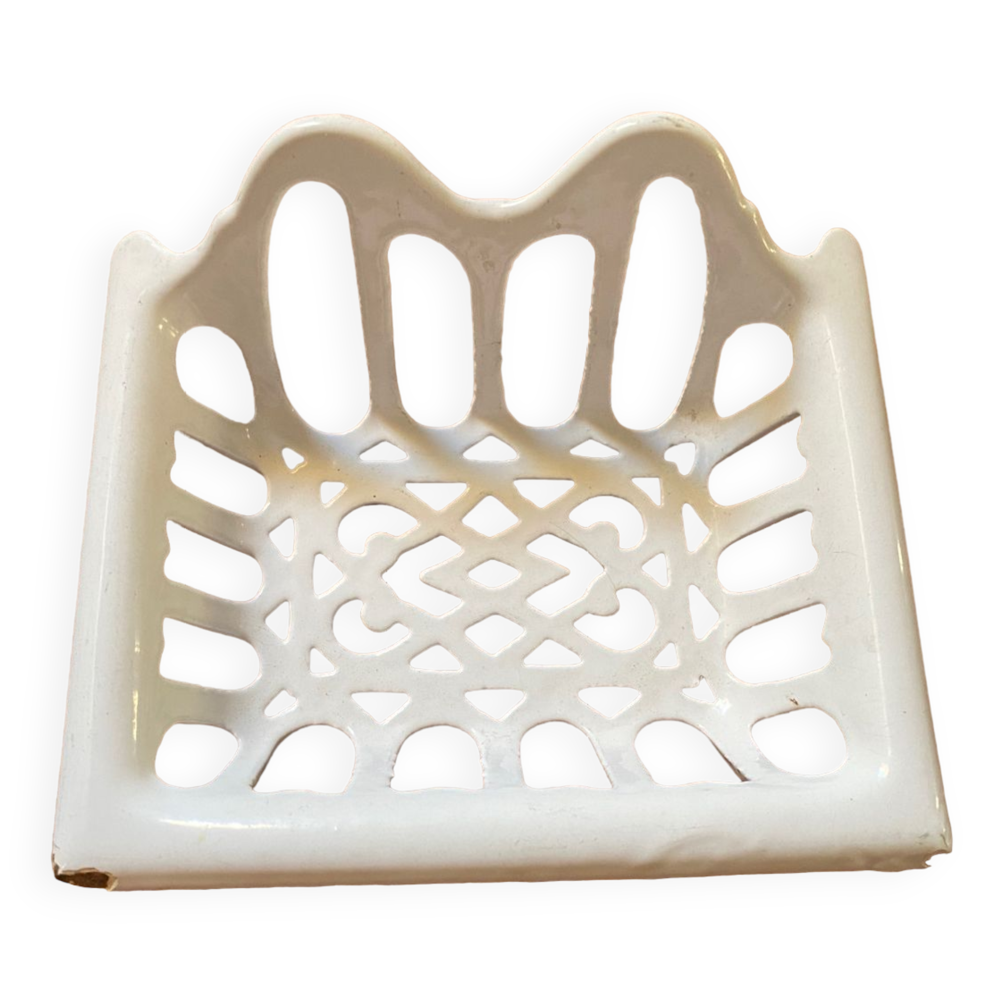 White cast iron soap holder