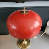 Vintage table lamp with bell shade and brass base
