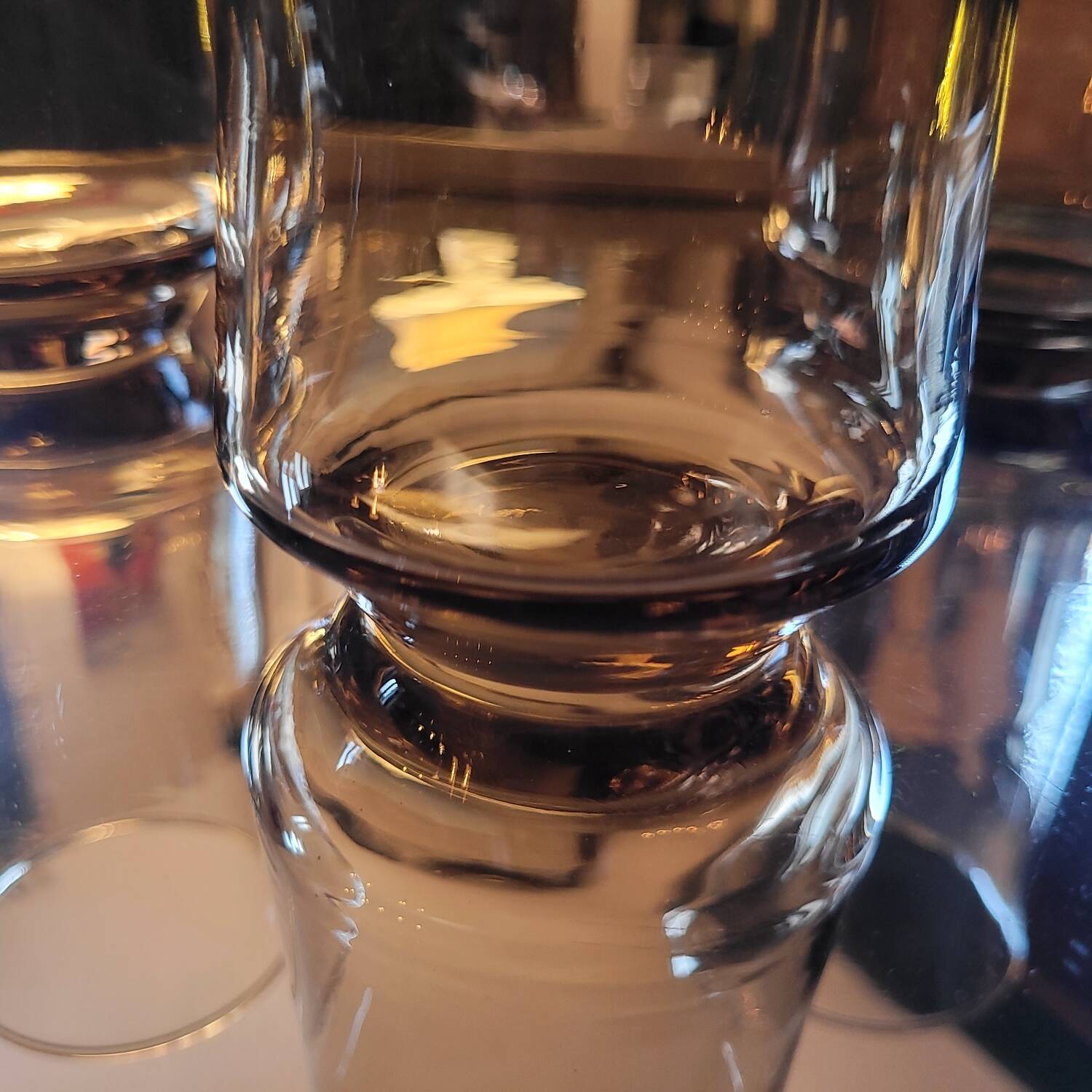 4 amber long drink glasses – 1970s