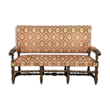 Louis XIII castle bench in solid walnut around 1850