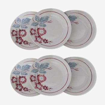 Set de 6 assiettes plates en faïence de Digoin Sarreguemines