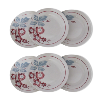 6 Digoin Sarreguemines plate of earthenware