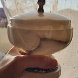 Vintage alabaster and copper candy box