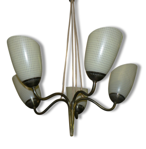 lustre 5 tulipes laiton