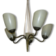Chandelier 5 tulips 1940 50 brass