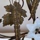 Pair of French Brass Candelabras with Opaline Glass Flowers and Grape Motif