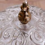 1960s molded glass ceiling light with brass crown