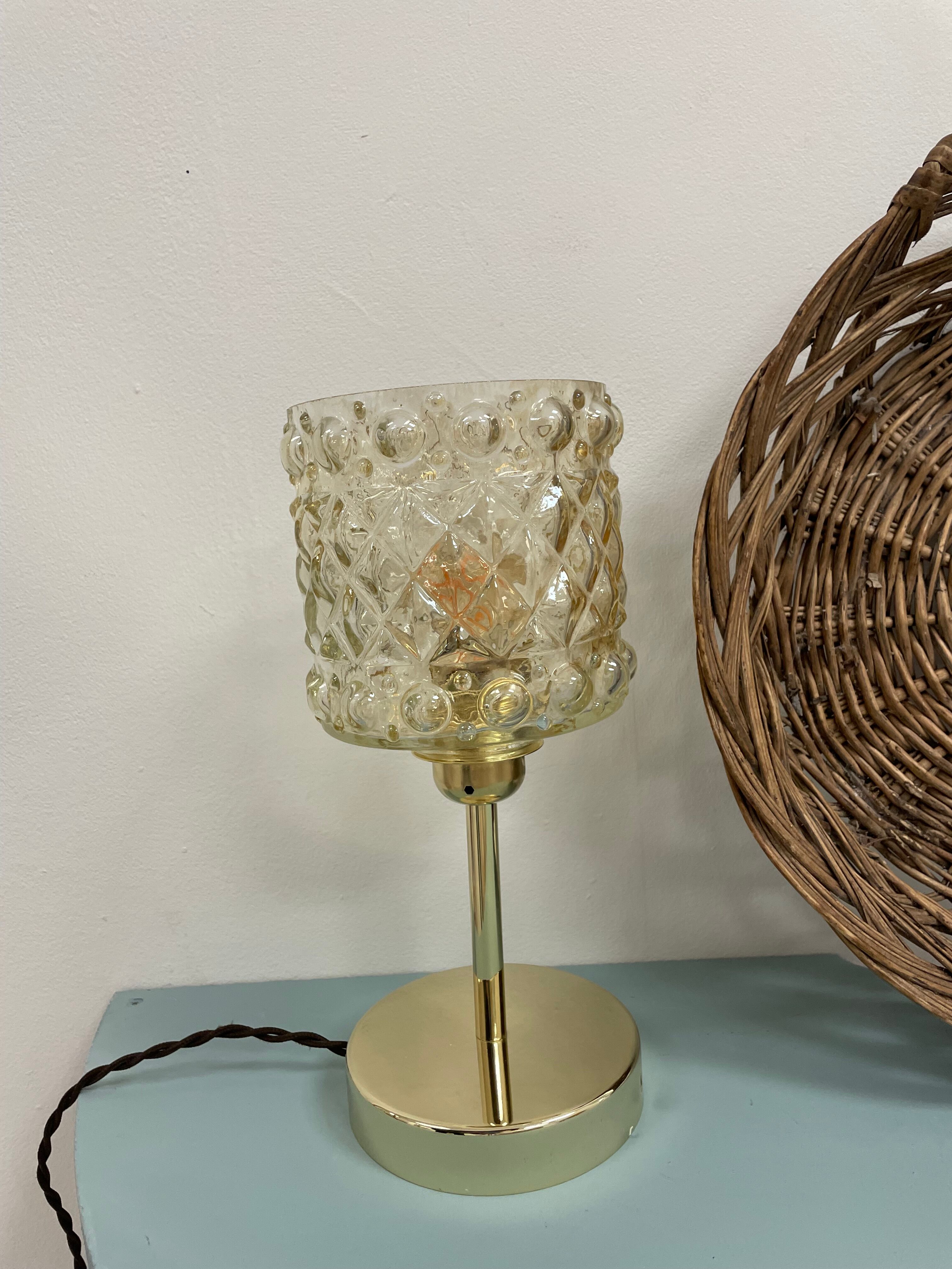 Table lamp - globe in amber glass