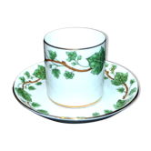 Tasse à café et soucoupe ancienne en porcelaine anglaise Staffordshire litron décor lierre