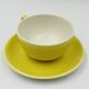 Set of 8 Vintage Boch Frères Yellow Cups and Saucers