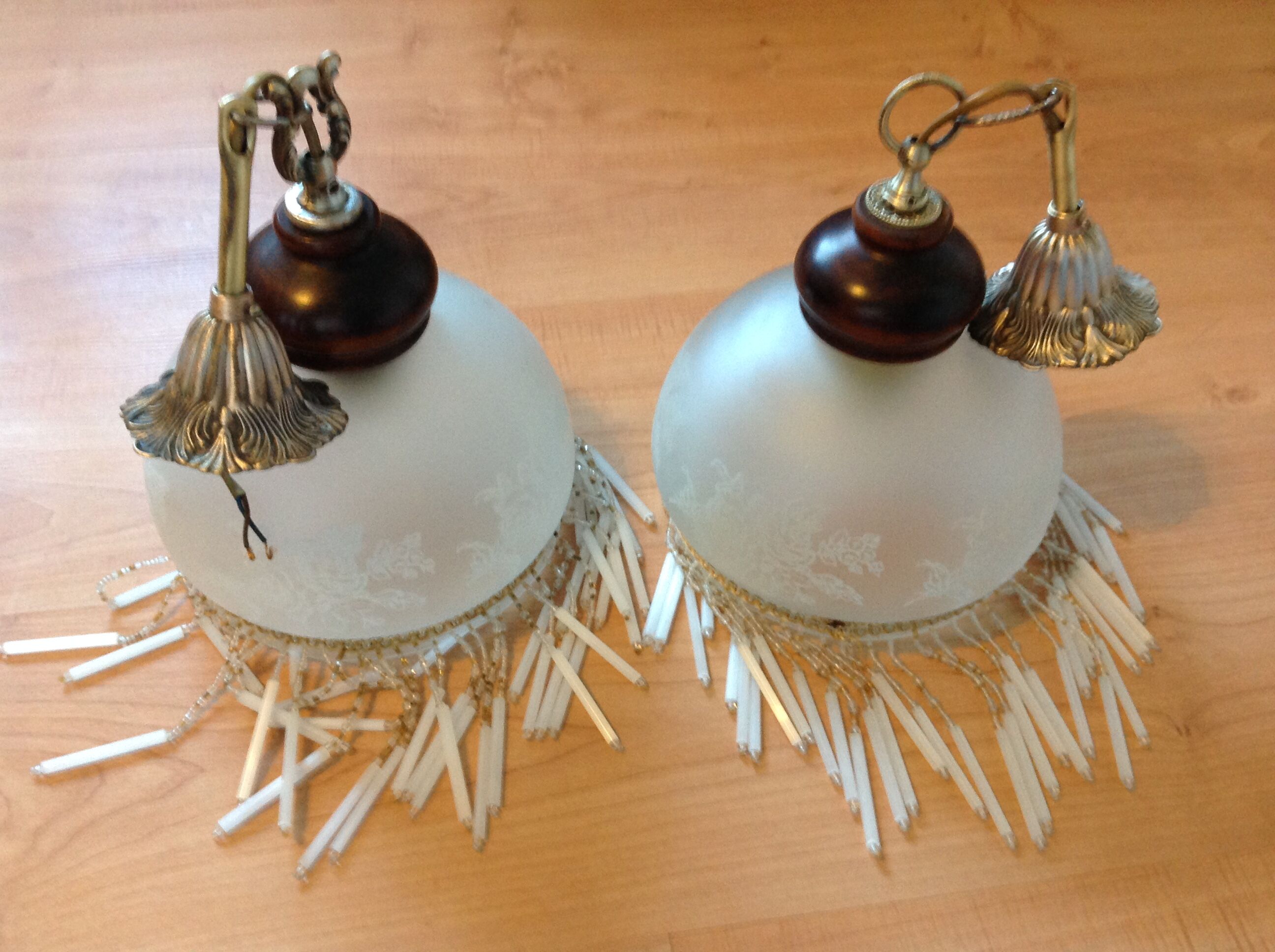 Pair of art deco style frosted glass globes