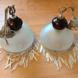 Pair of art deco style frosted glass globes