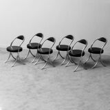 Set of 6 eco-leather metal wick style 70s vintage modern