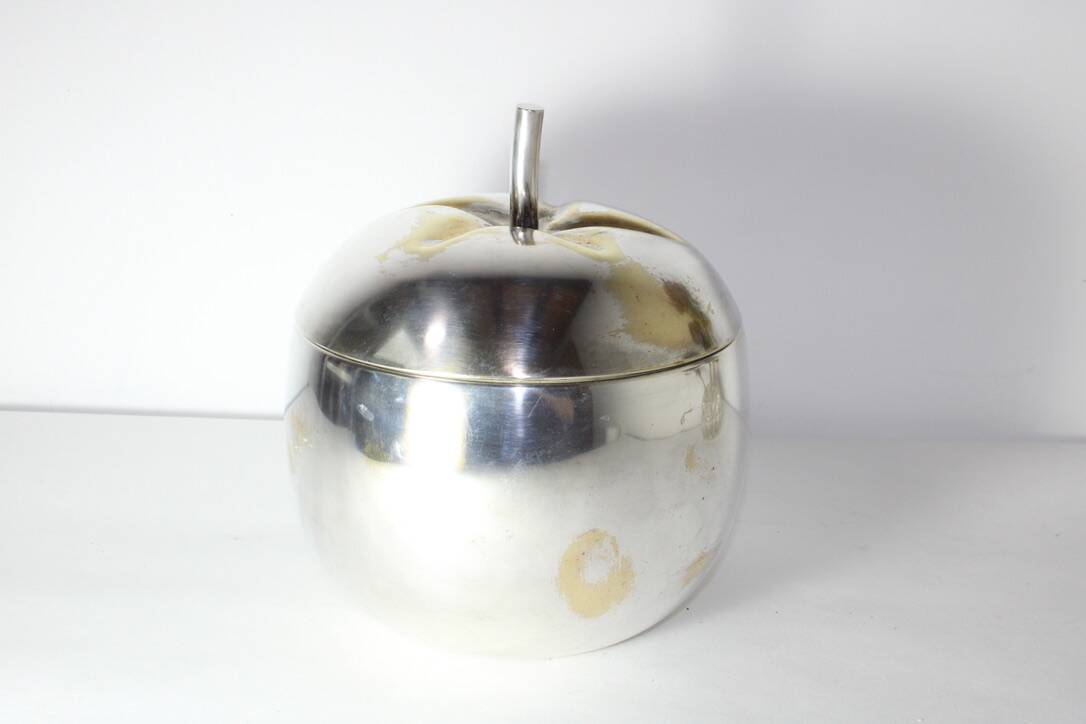 Vintage silver metal tomato ice bucket Italy 1960