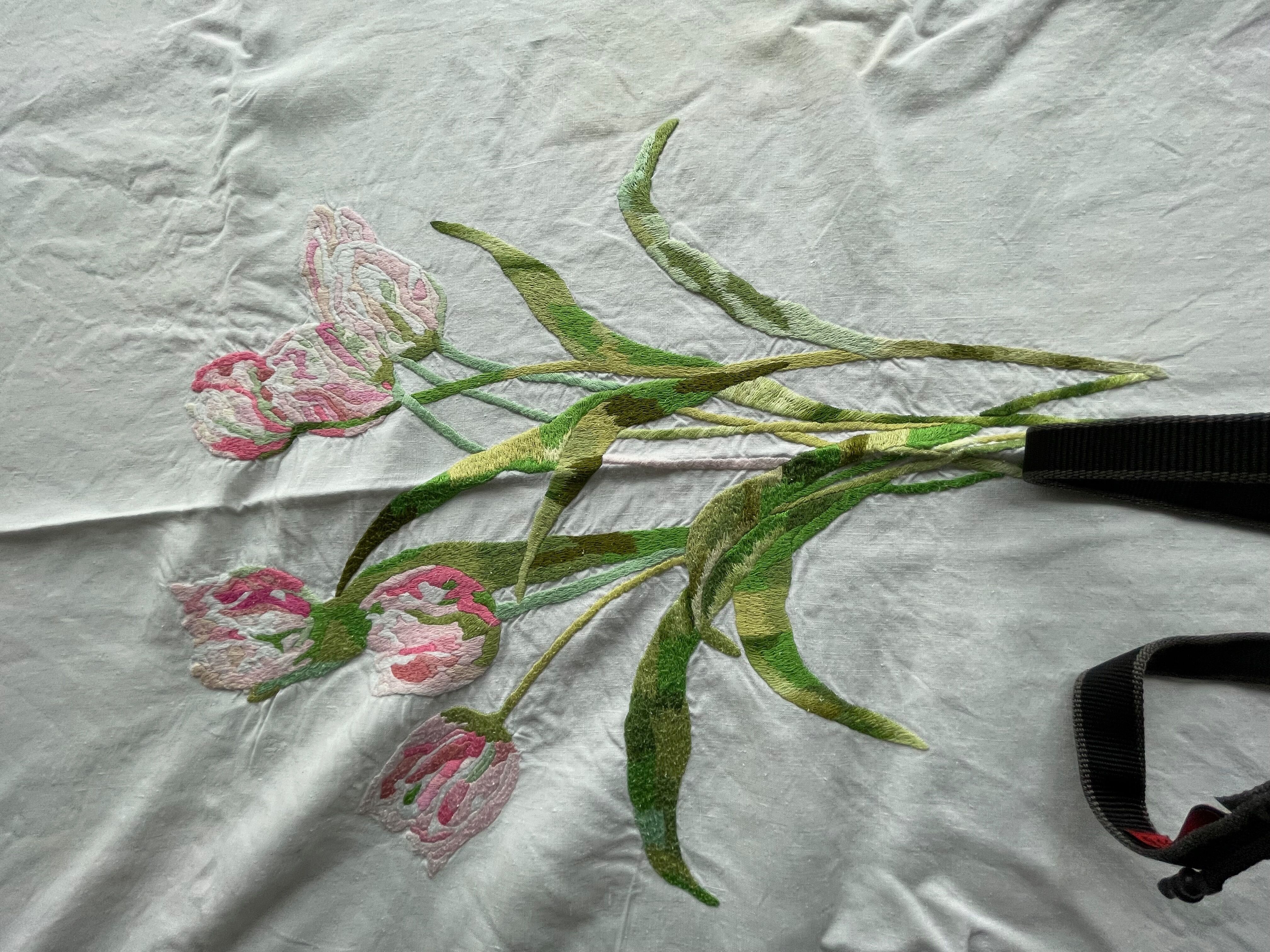 Hand-embroidered vintage tablecloth