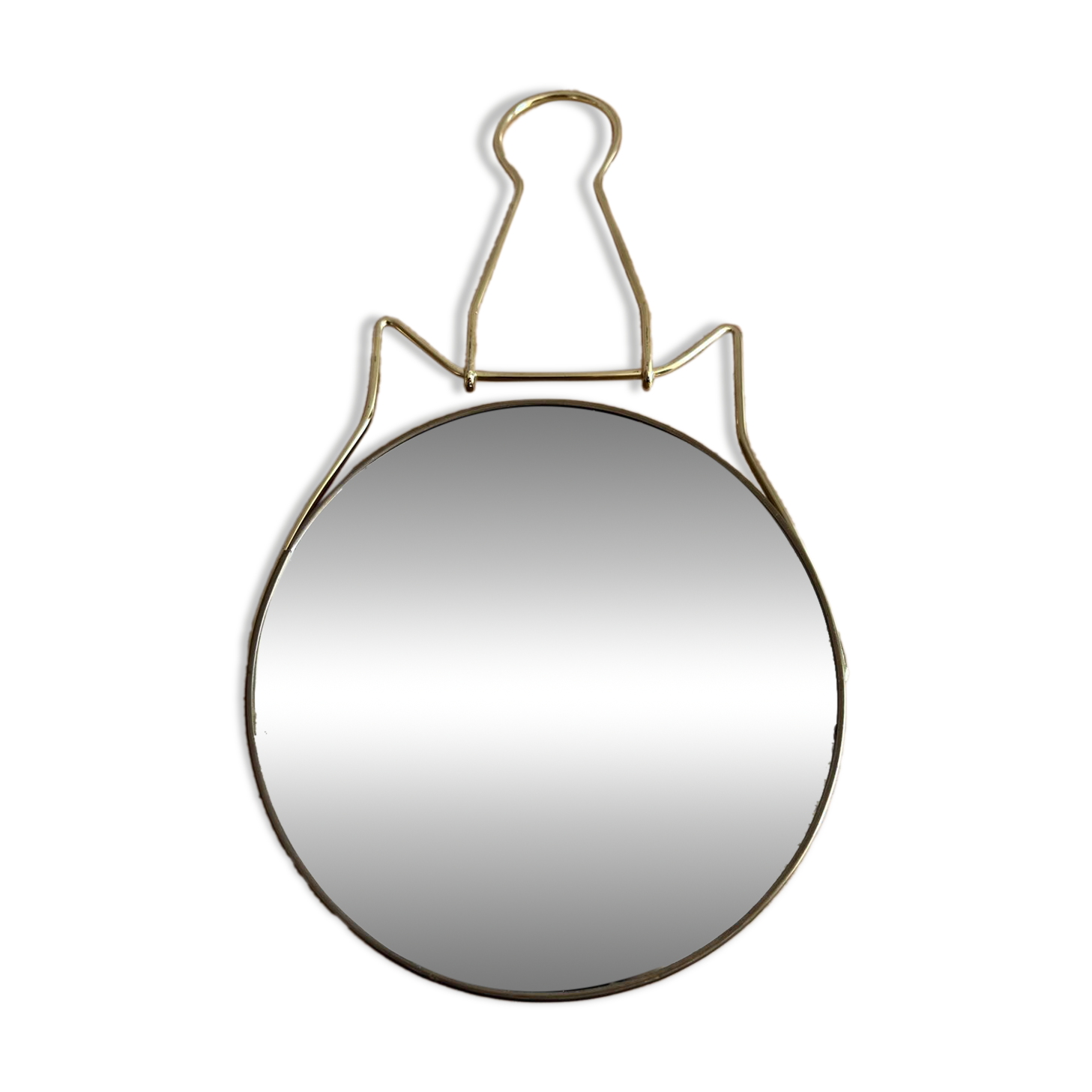 Vintage round gold barber mirror