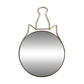 Vintage round gold barber mirror
