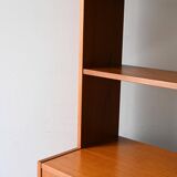 Vintage Scandinavian bookcase with hinged doors and open shelves