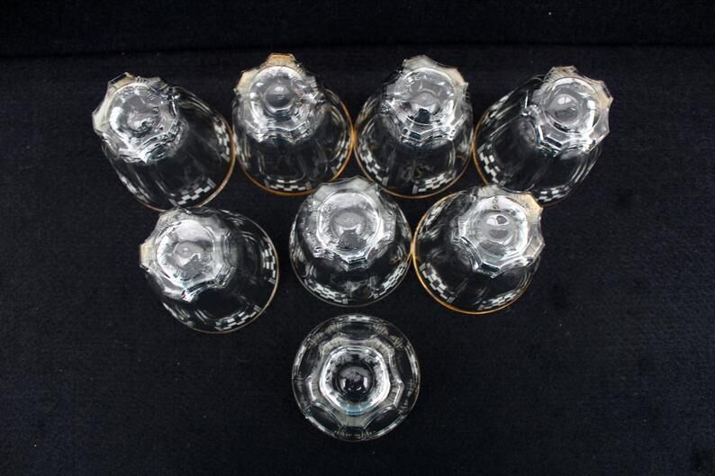 9 vintage french aperitif glasses