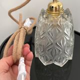Vintage tulip pendant lamp in molded glass
