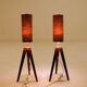 Pair of modern design teak wood lamps 1960