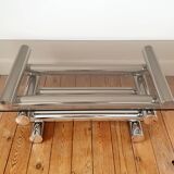 70s designer chrome base coffee table