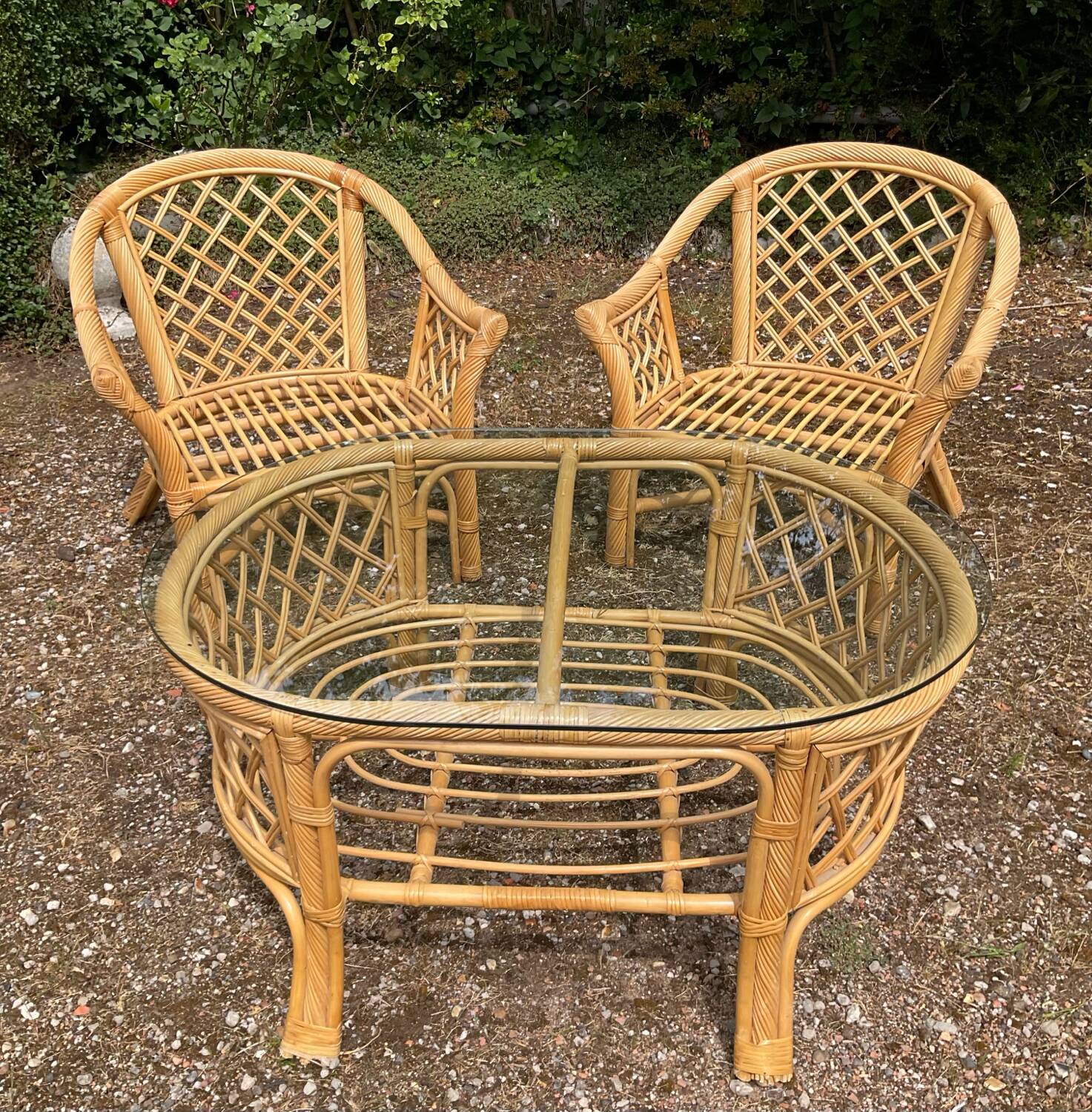 70s rattan lounge