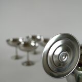 Set of 6 stainless steel bowls with fine feet, Made in France, Design, 1970