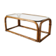 Table basse en bambou et verre fumé vintage