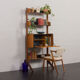 Scandinavian free standing vertical bookcase with a secrtetaire or home office wall unit model Ergo,
