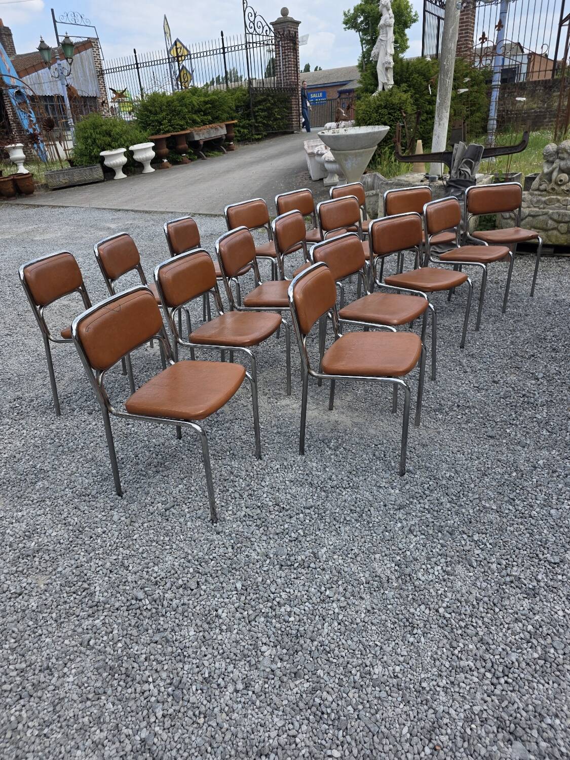 17 chrome metal bistro chairs from the 70s