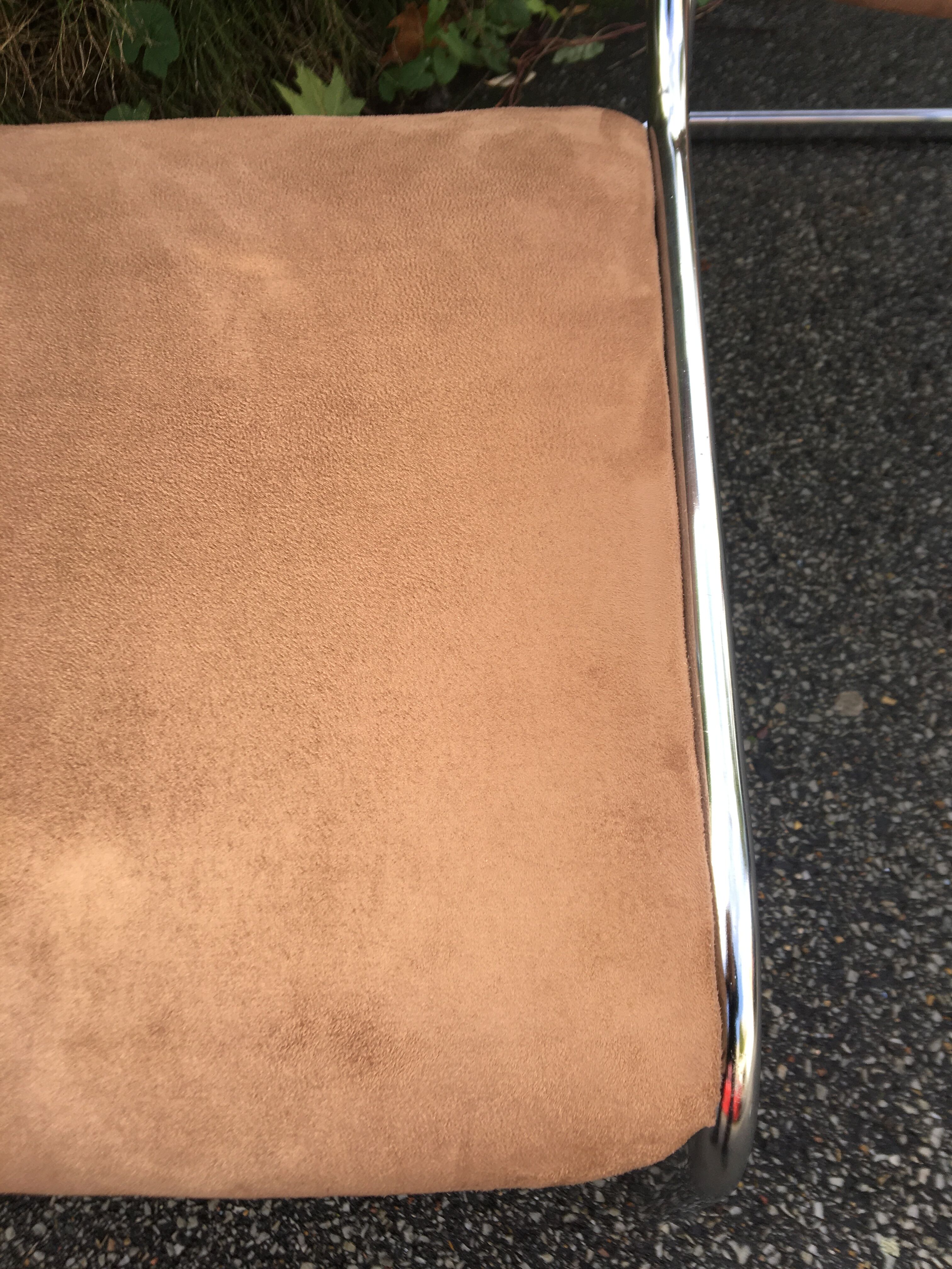 4  chrome steel chairs velvet tobacco 1970