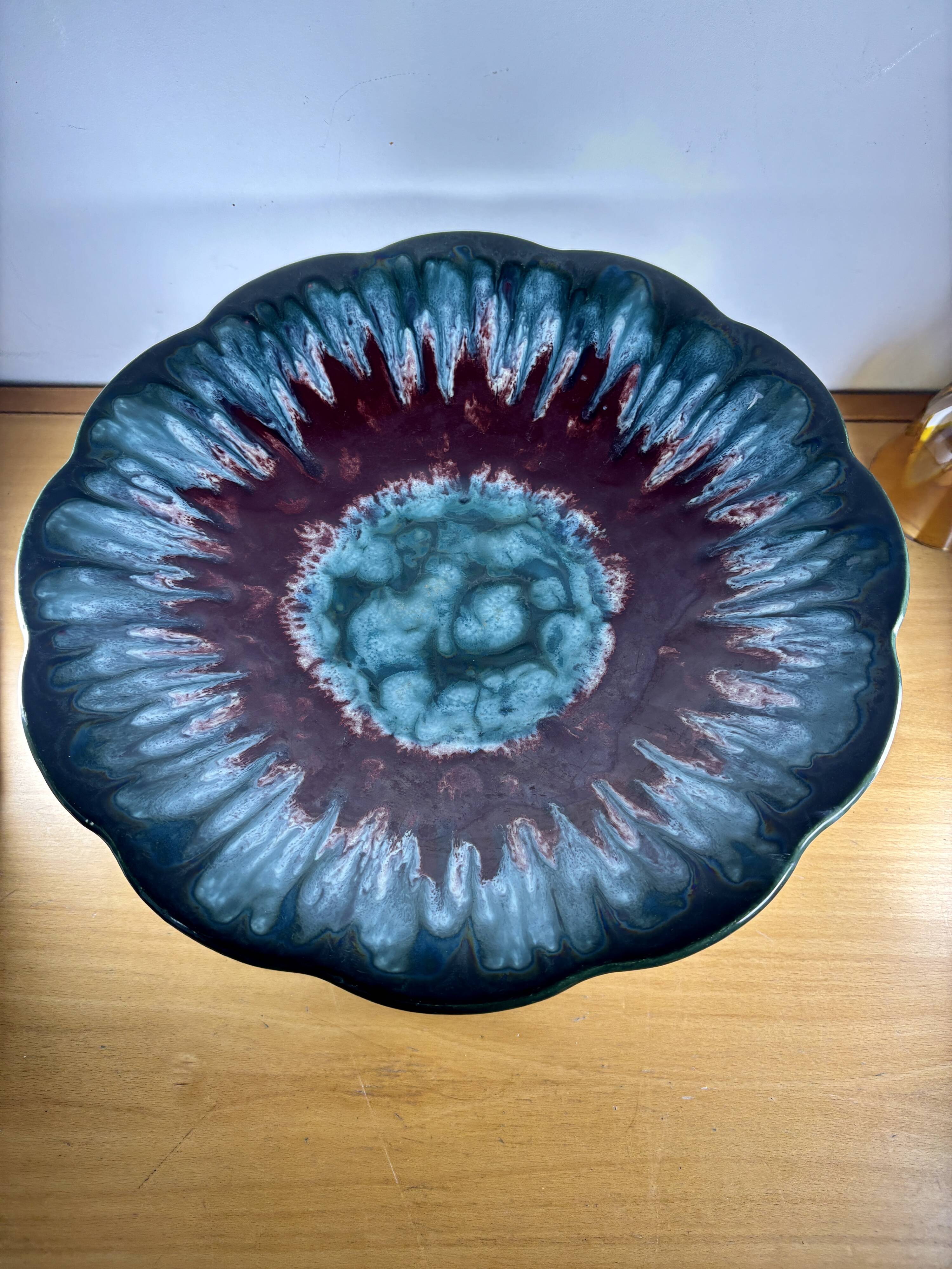 Longwy Tourmaline Platter, France, vintage 1960s, XL