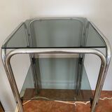 Very beautiful chrome and smoked glass side table