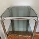 Chrome and smoked glass side table