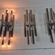 3 large 1960s wall lights in nickel-plated brass