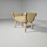 Swan neck bench, hand-carved, France, 1940s