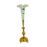 Art nouveau table vase in brass and opaline glass