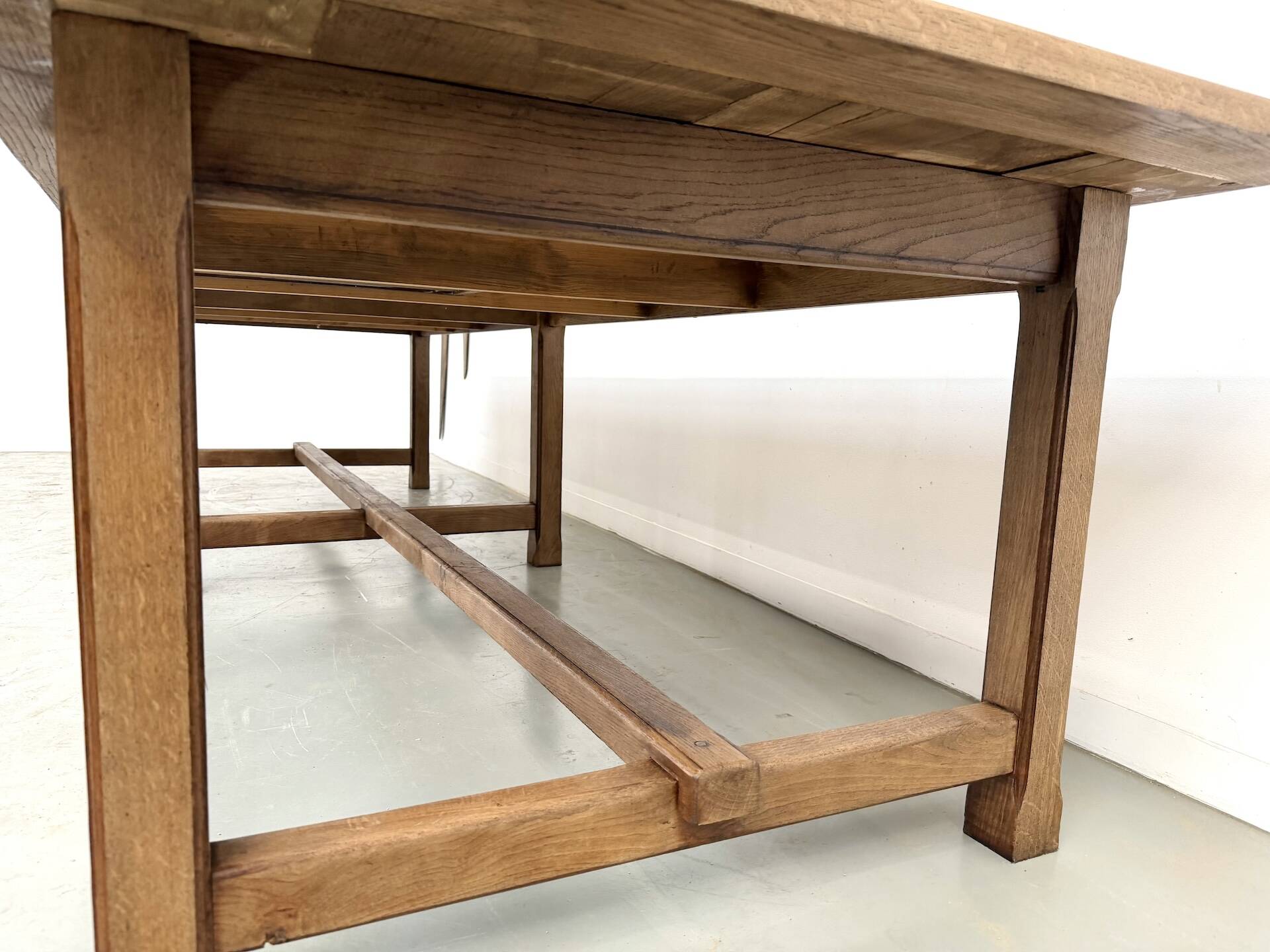 XXL farmhouse table in solid oak 350 cm - Reconstruction Style - 1950s