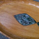 Large tray inlaid with a ceramic fish, 50s