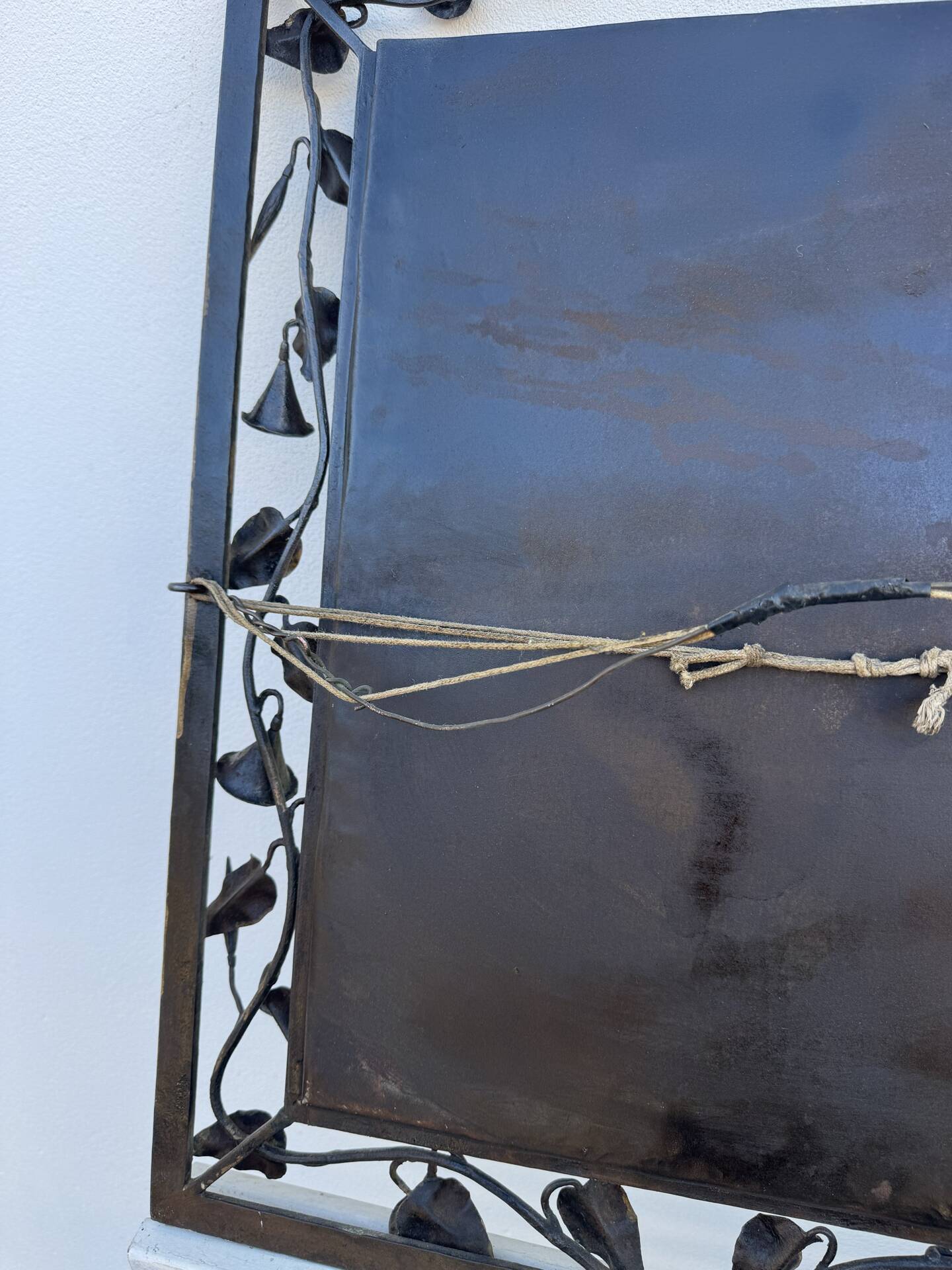 Wrought iron mirror with ivy Art Deco